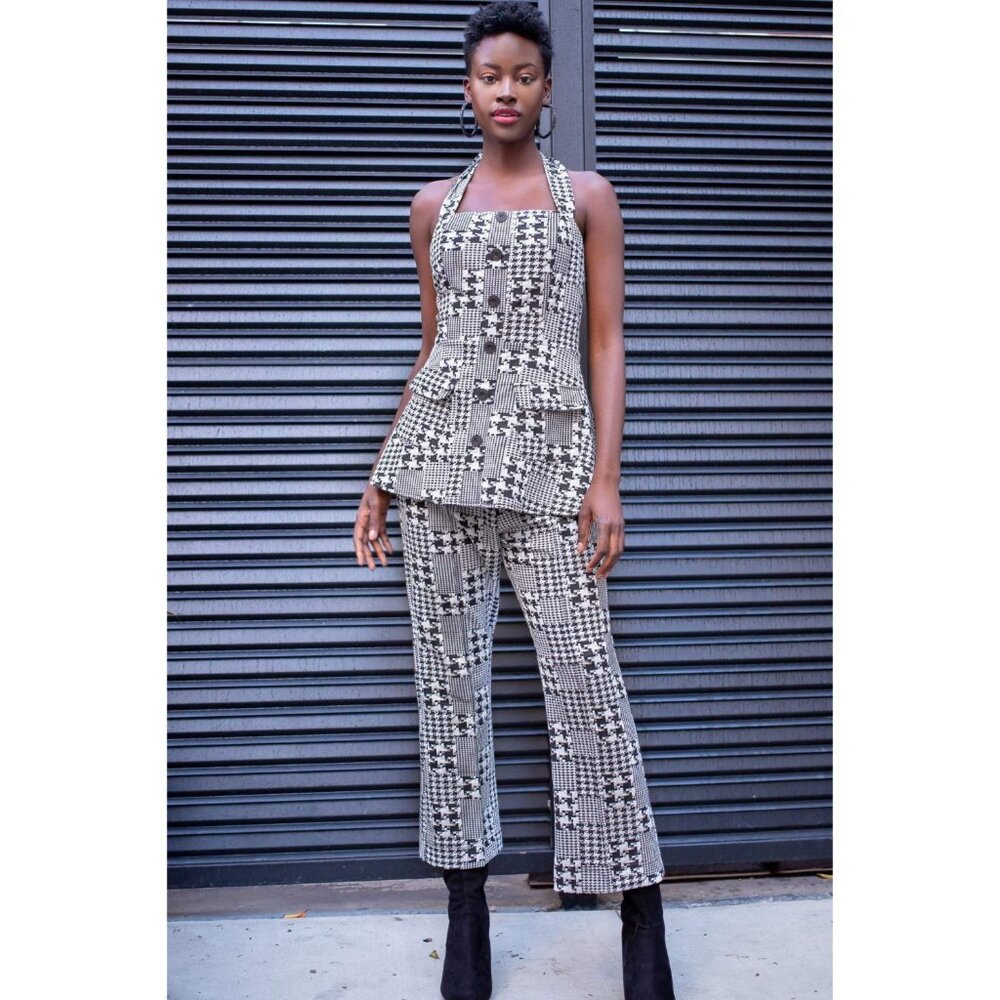 Anthropologie Plaid Cropped Pants Black and White by Eva Franco - Picture 1 of 4